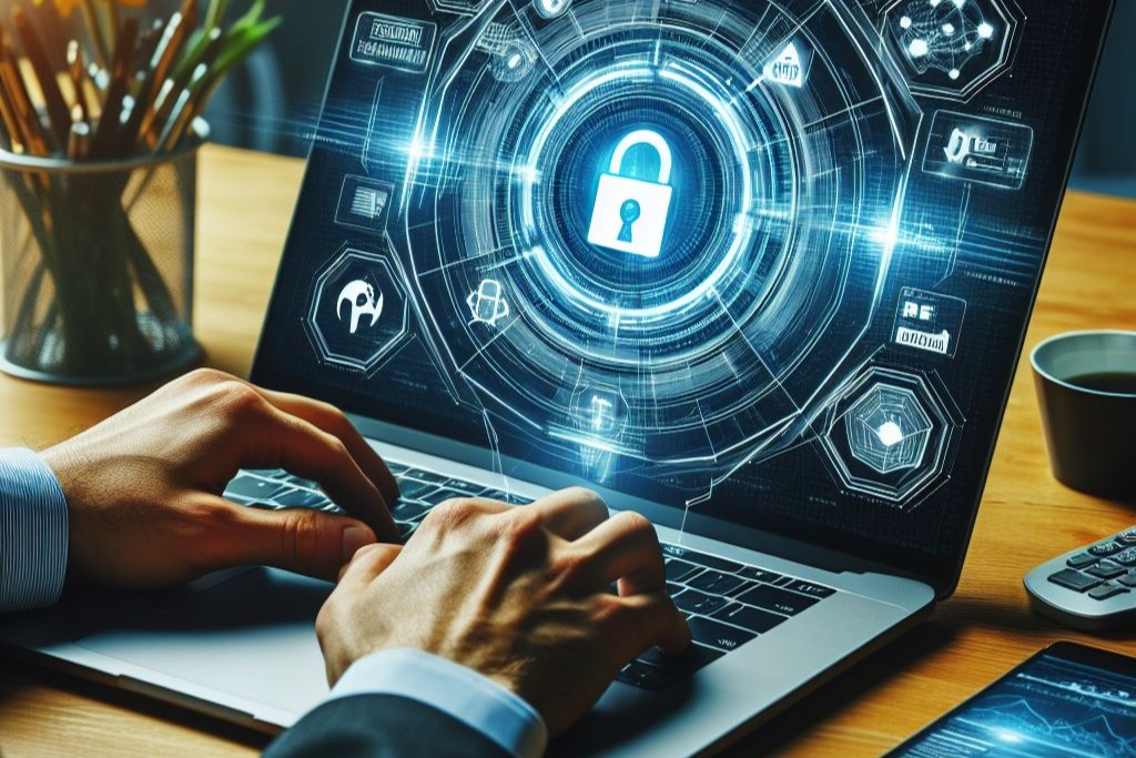 Futuro da segurança empresarial com uma empresa protegida contra ameaças cibernéticas emergentes