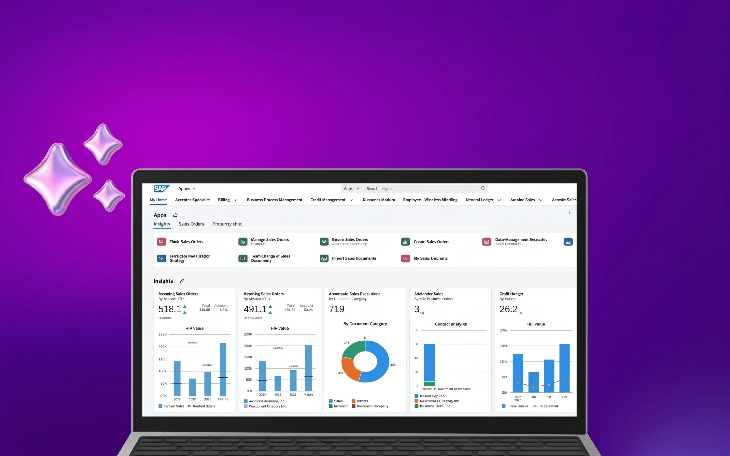 Imagem de computador aberto com tela de dashboard, ilustrando um conteúdo da Ramo sobre Autonomous Enterprise.